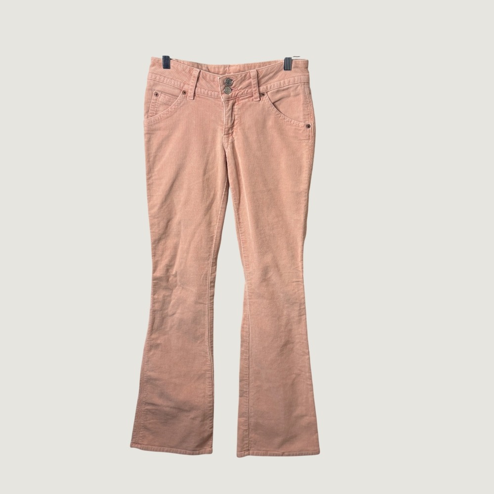 Hudson Corduroy Pants Blush Pink Peach Flare Bootcut Stretch Y2K Boho Fall Sz 28